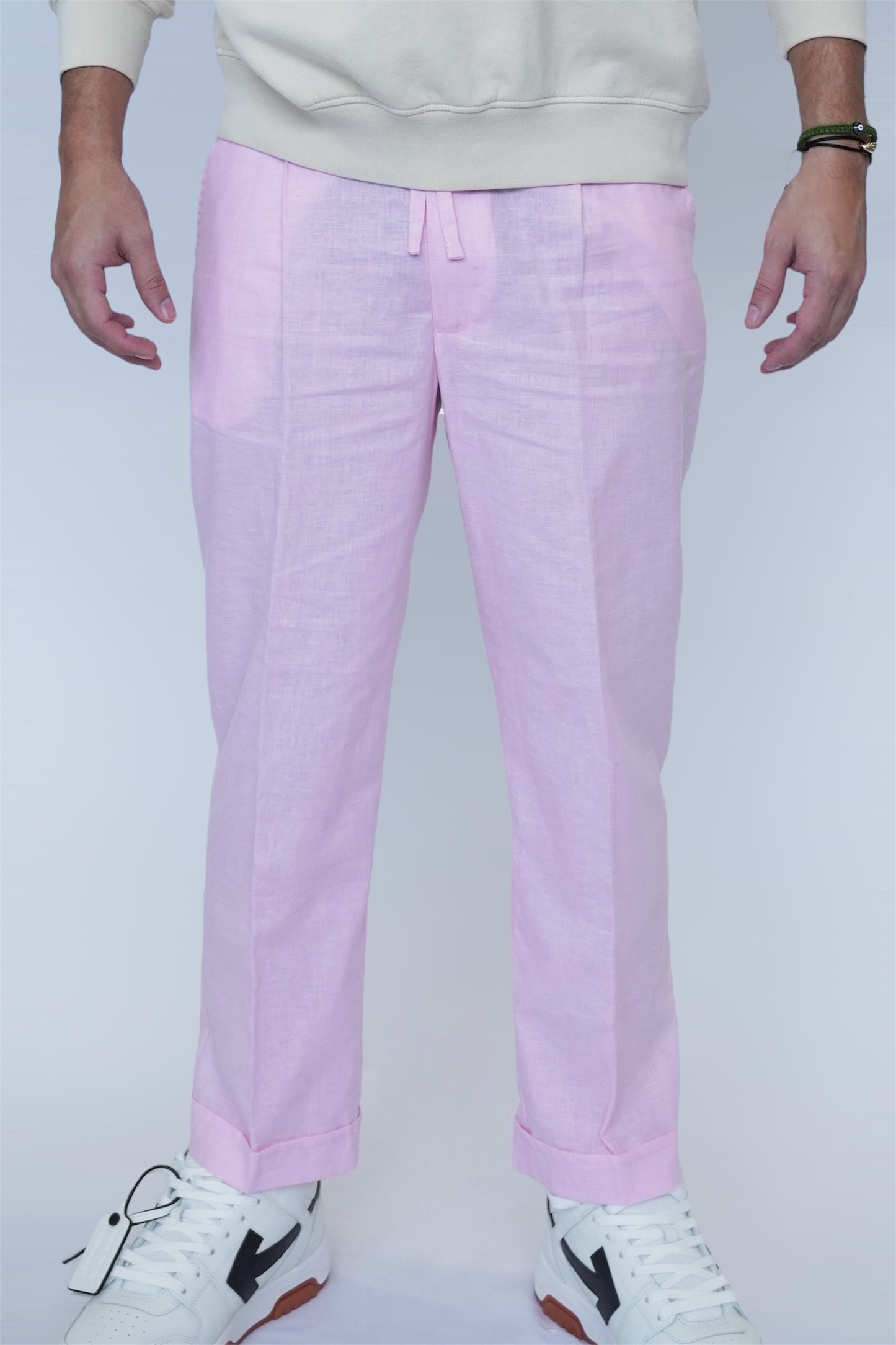 ADRIANO BULGHERONI - PANTALON DE LINO ROSADO