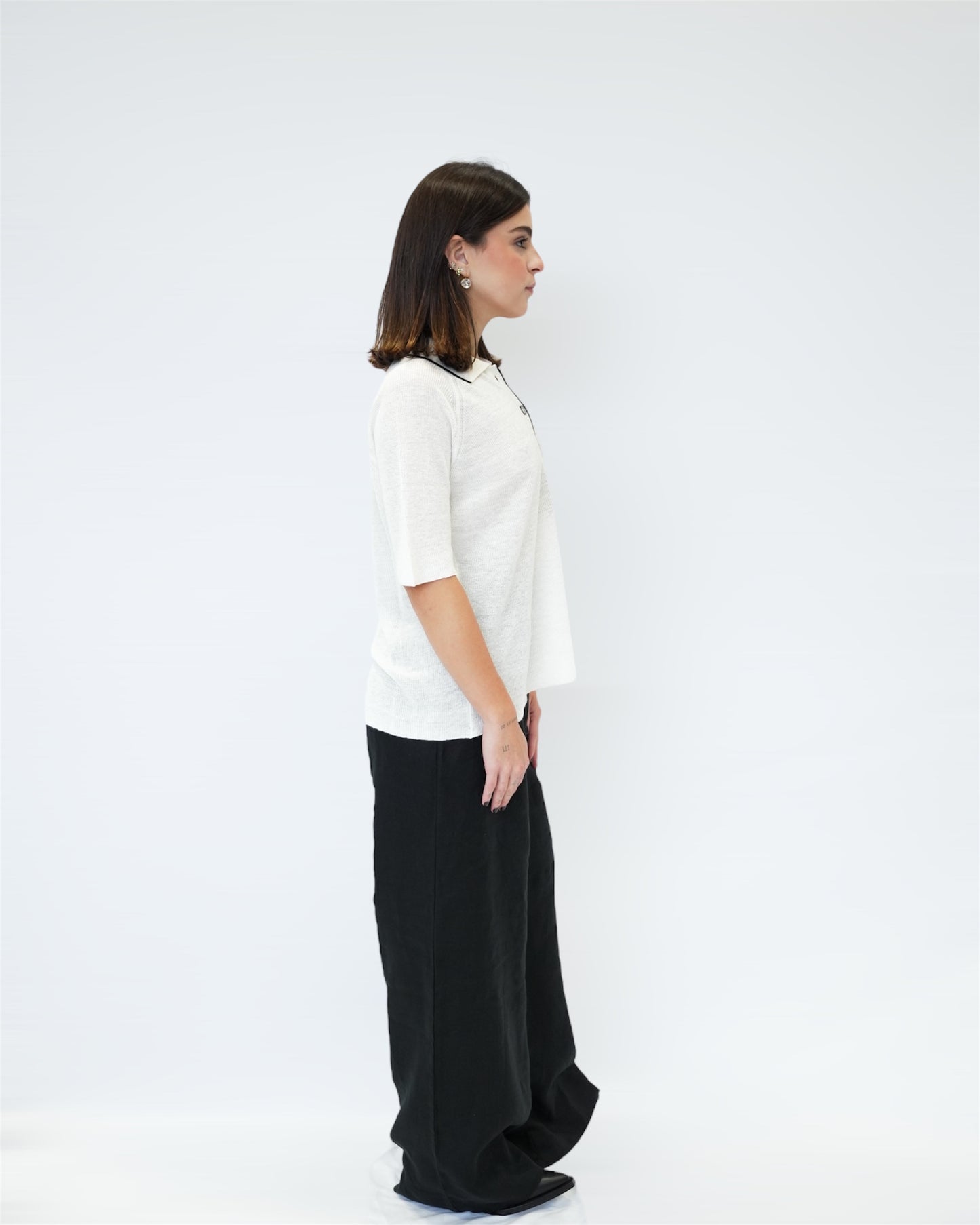 ADRIANO BULGHERONI - POLO BICOLORE INGLE (OFF WHITE)