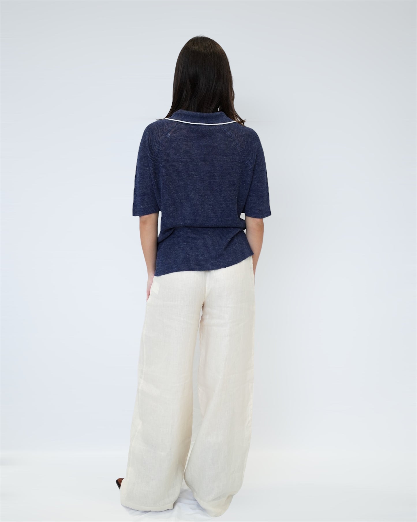 ADRIANO BULGHERONI - POLO BICOLORE INGLE (NAVY BLUE)