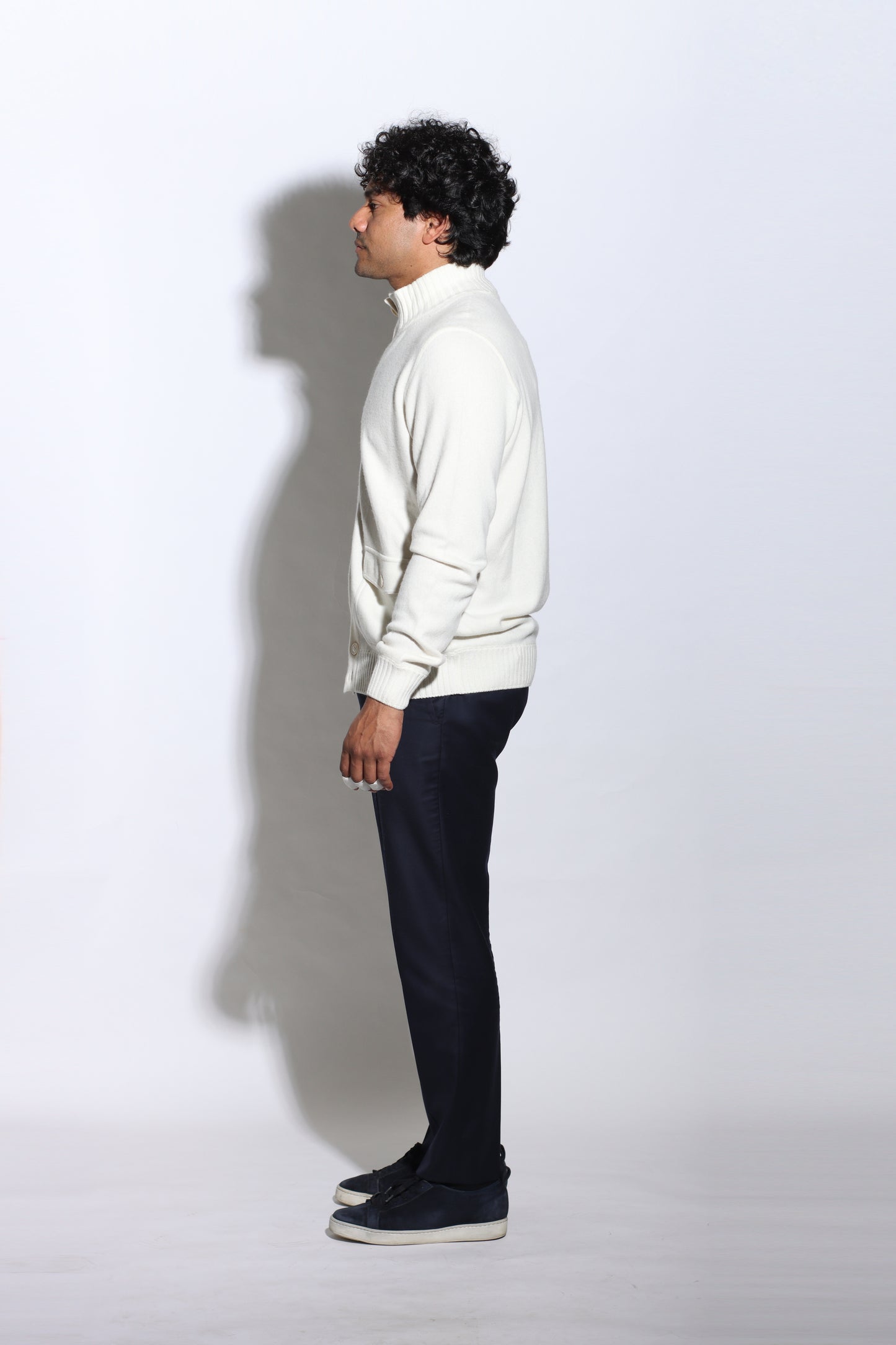 ADRIANO BULGHERONI - CASHMERE BOTTON PULLOVER CREAM