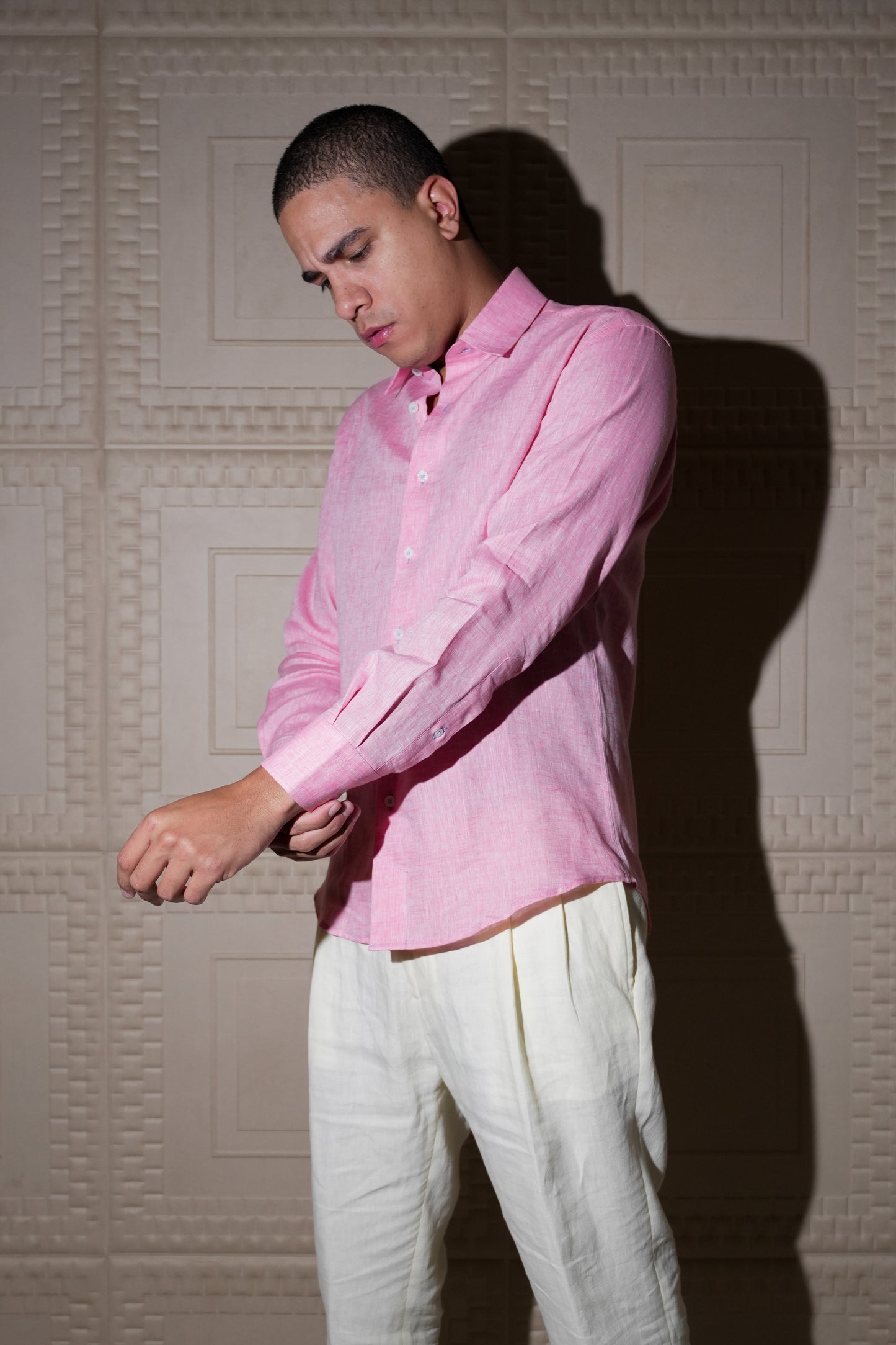ADRIANO BULGHERONI - CAMISA DE LINO ROSADO