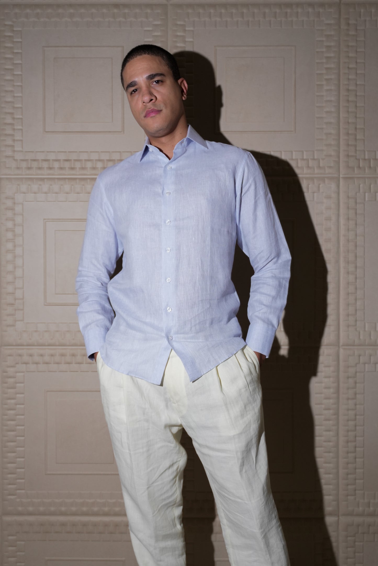 ADRIANO BULGHERONI - CAMISA DE LINO SKY BLUE