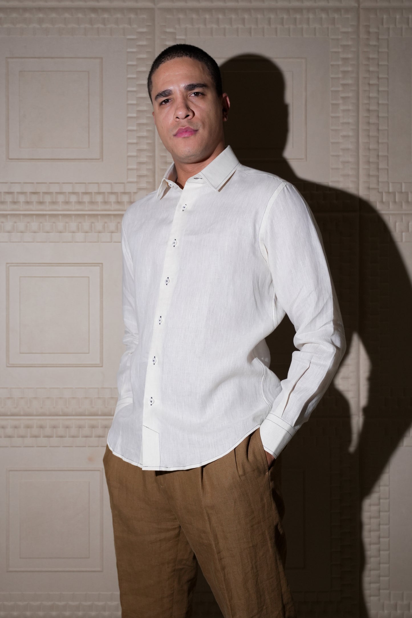 ADRIANO BULGHERONI - CAMISA DE LINO CREMA