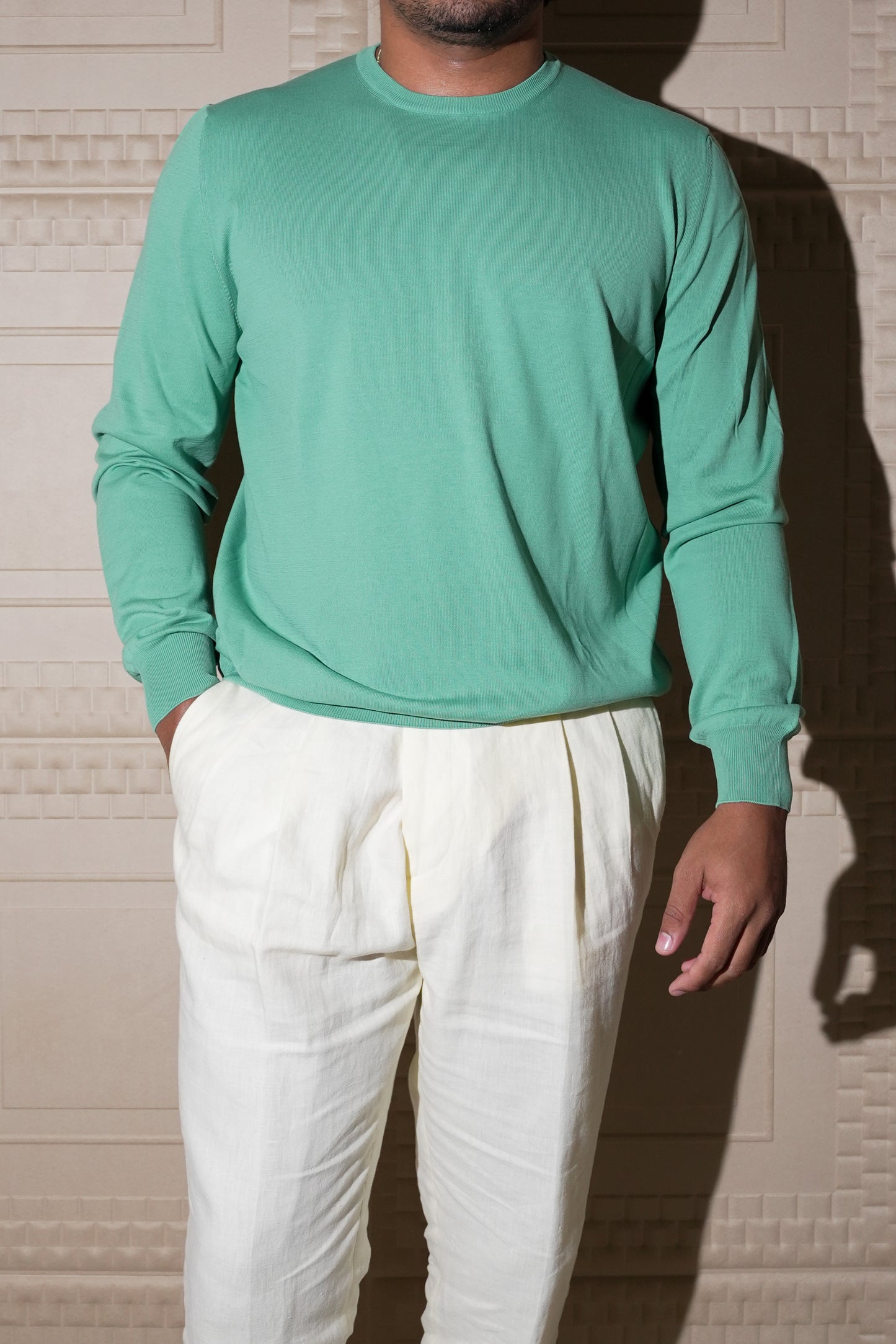 ADRIANO BULGHERONI - SWEATER CUELLO REDONDO LIGHT GREEN
