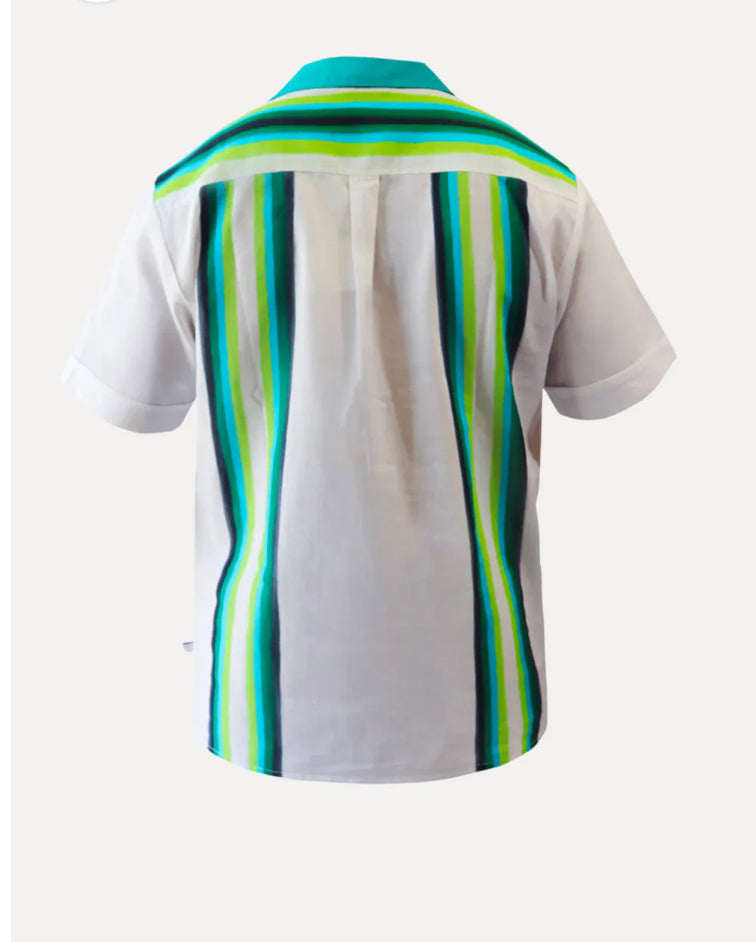 LUIS BISANTI CAMISA LINEAS TURQUESA