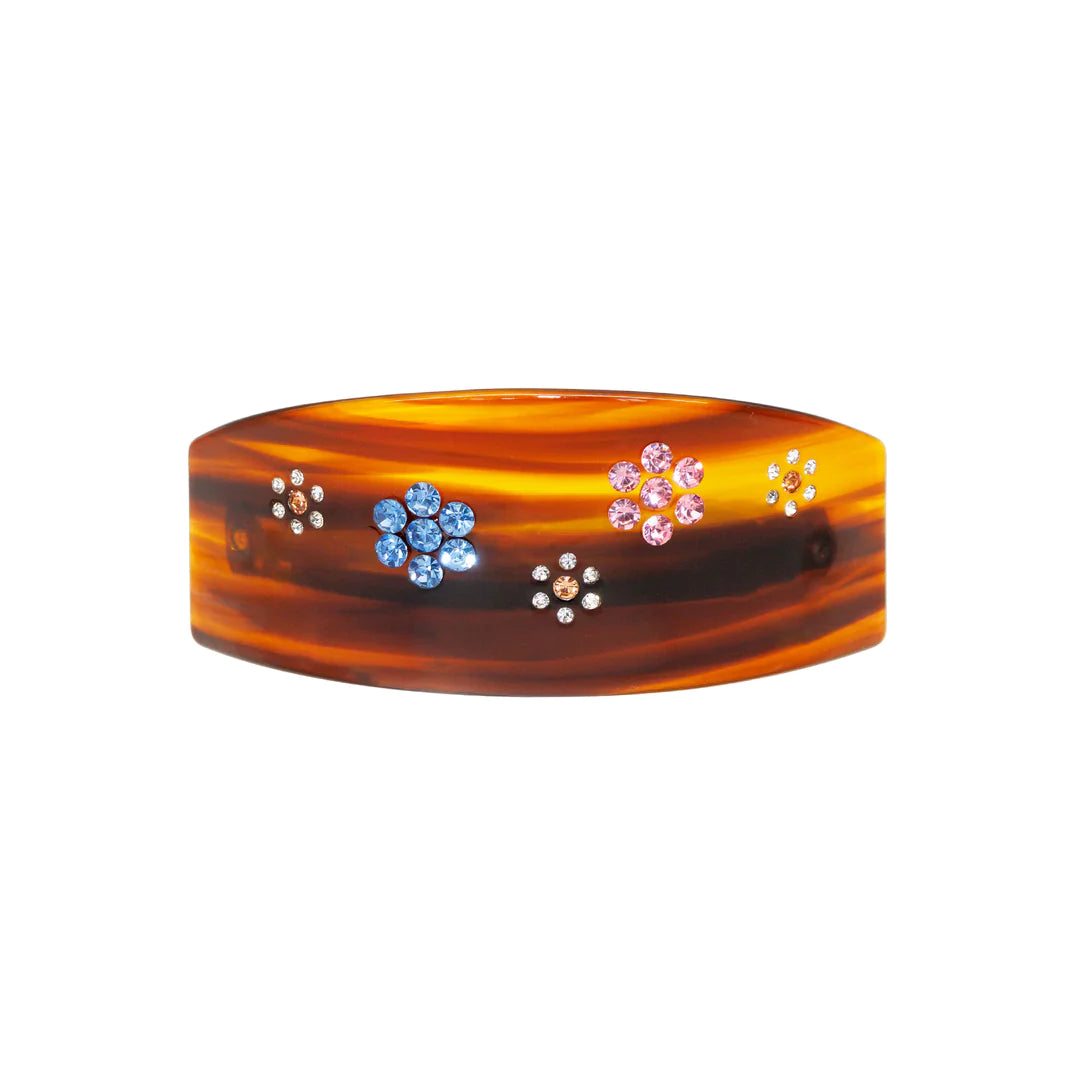 EMI JAY - I PONYTAIL BARRETE TORTOISE CLIP WITH CRYSTAL DAISIES