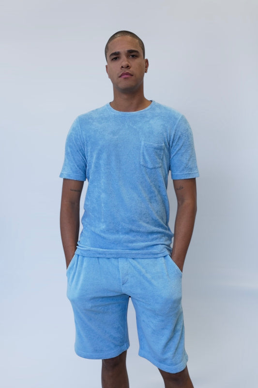 ADRIANO BULGHERONI - SHORTS TOALLA SKY BLUE