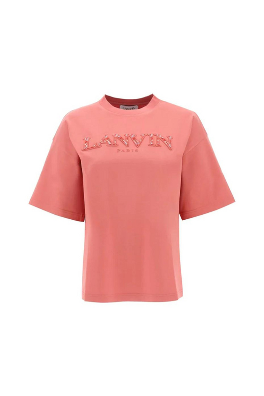 LANVIN - CURB EMBROIDERED OVERSIZED T-SHIRT LITCHI