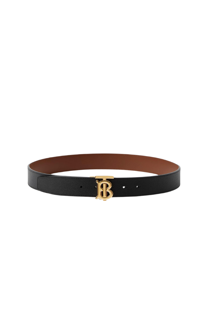 BURBERRY - MB TB 35MM PLAQUE RVS TXH BLACK/ TAN / LT GOLD