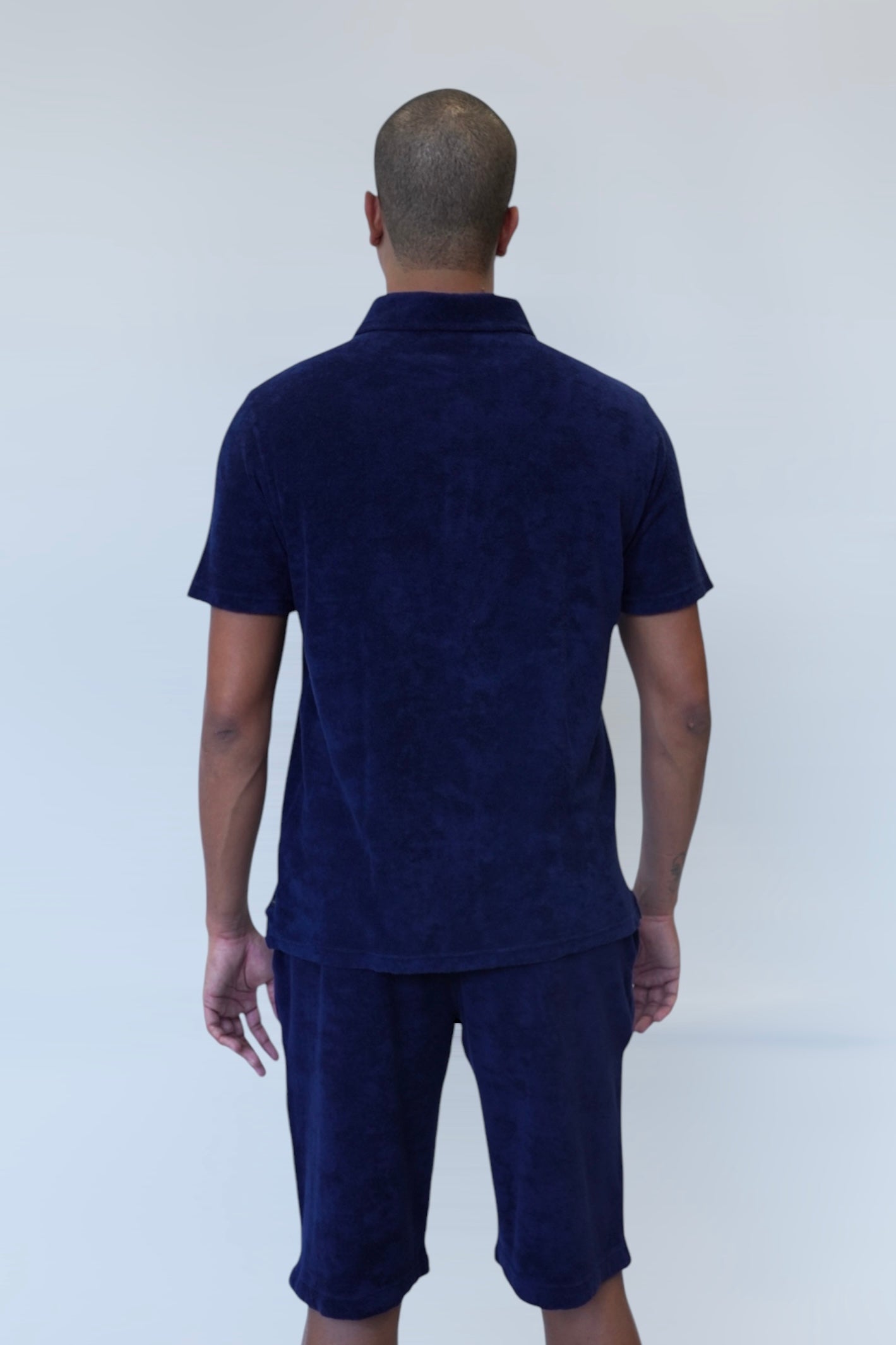 ADRIANO BULGHERONI - SHORT DE TOALLA NAVY BLUE