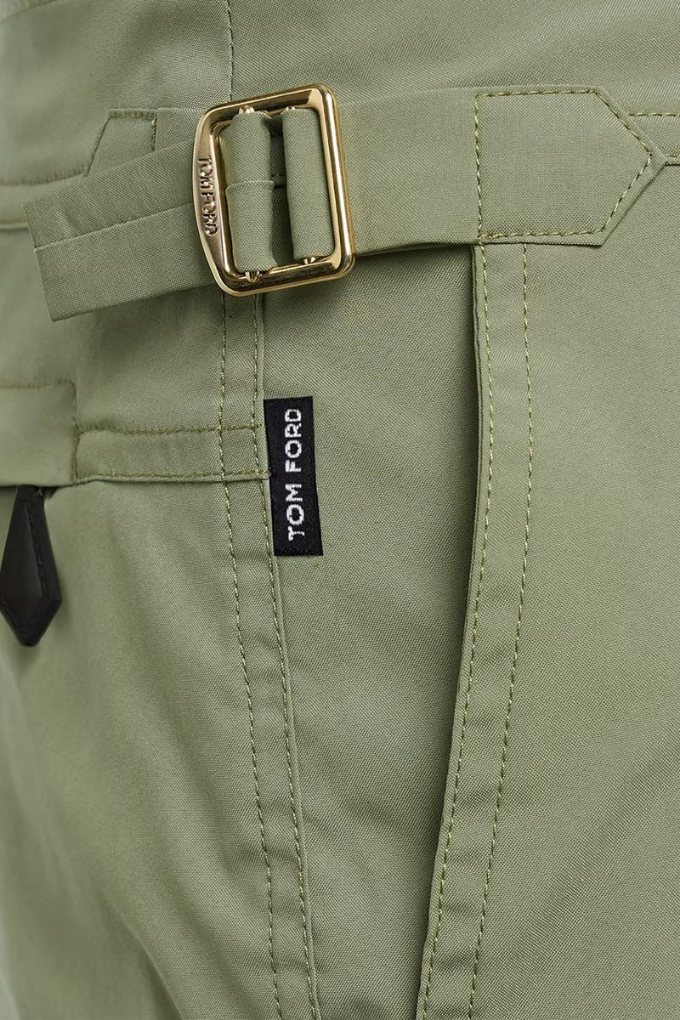 TOM FORD - COMPACT POPLIN SWIM SHORT MILITARY GREEN