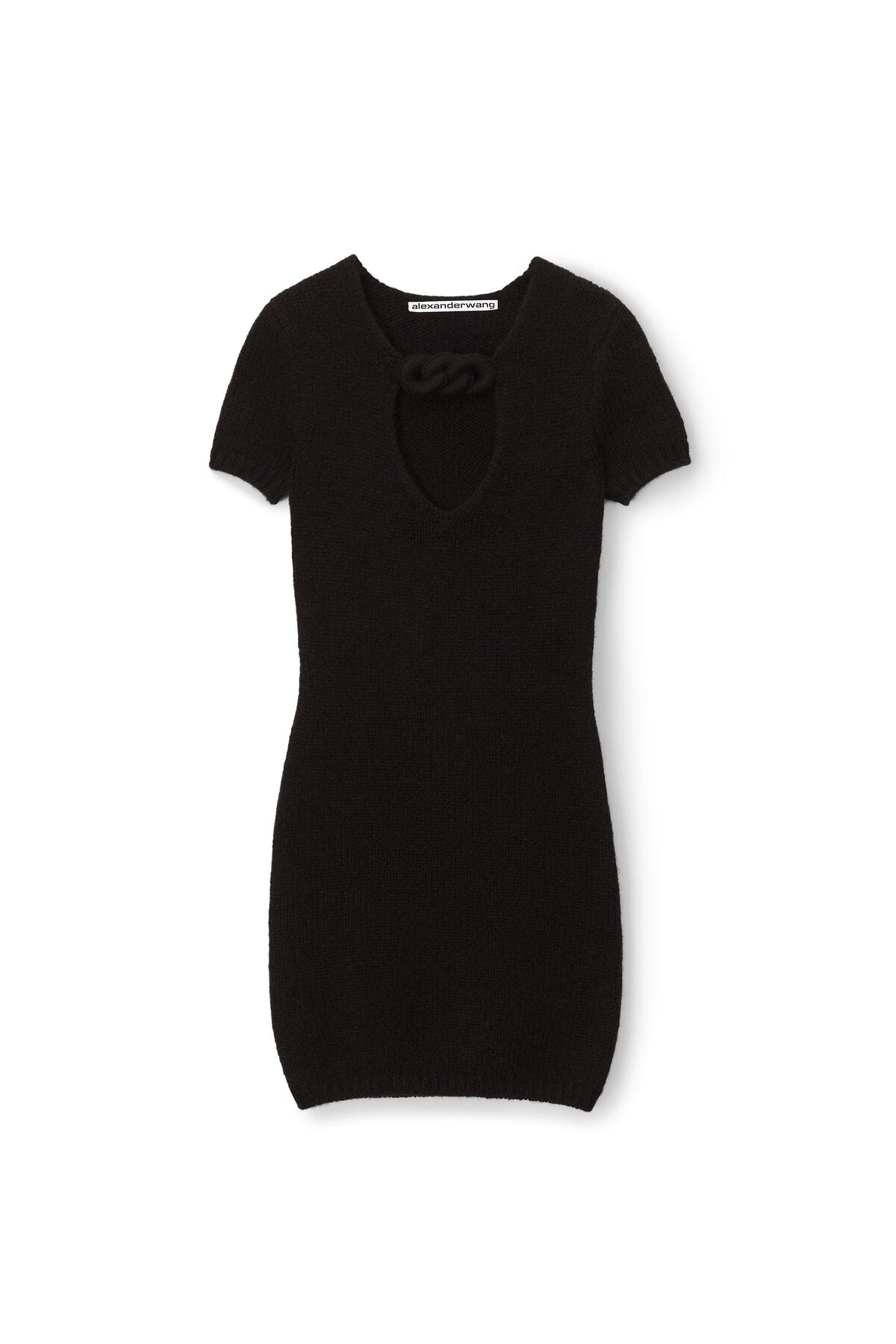 ALEXANDER WANG - SHORT SLEEVE MINI DRESS W/ CROCHET COVERED CHAIN BLACK