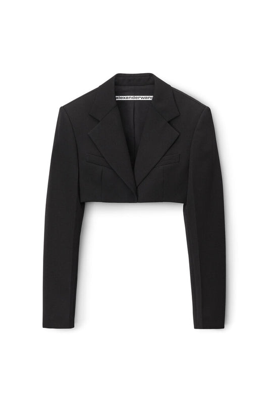 ALEXANDER WANG - TUXEDO CROPPED BLAZER WITH LOGO EMBROIDERY BLACK