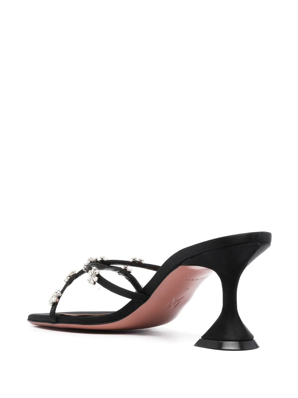 AMINA MUADDI - LILY SLIPPER 70MM SATIN BLACK