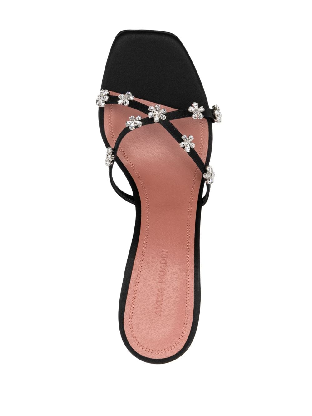 AMINA MUADDI - LILY SLIPPER 70MM SATIN BLACK