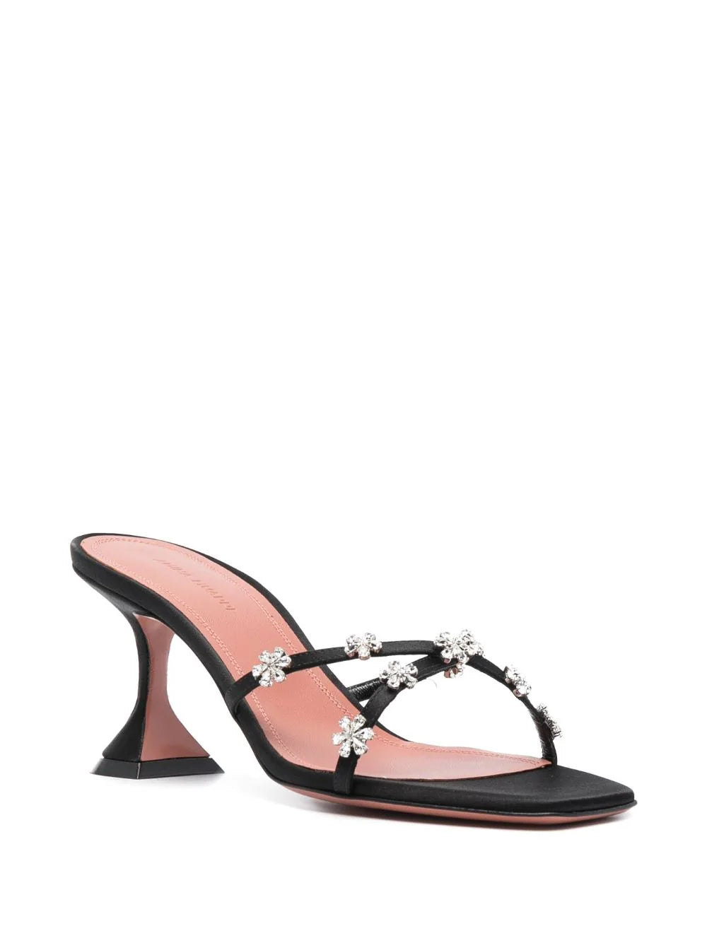 AMINA MUADDI - LILY SLIPPER 70MM SATIN BLACK