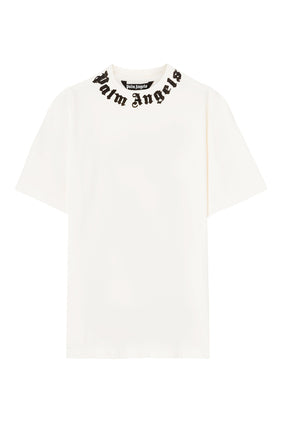 PALM ANGELS - NECK LOGO TEE OFF WHITE BLACK