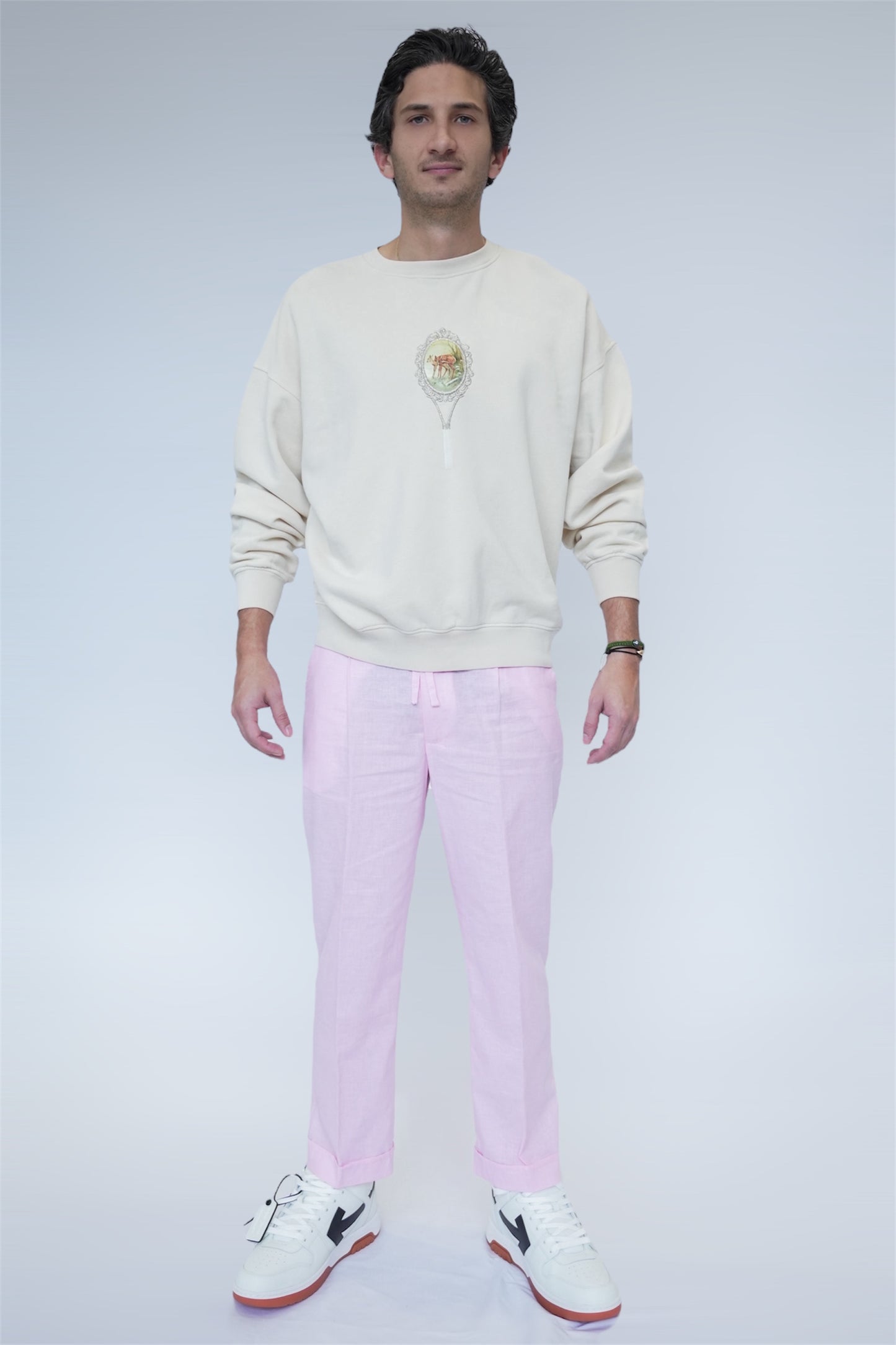 ADRIANO BULGHERONI - PANTALON DE LINO ROSADO