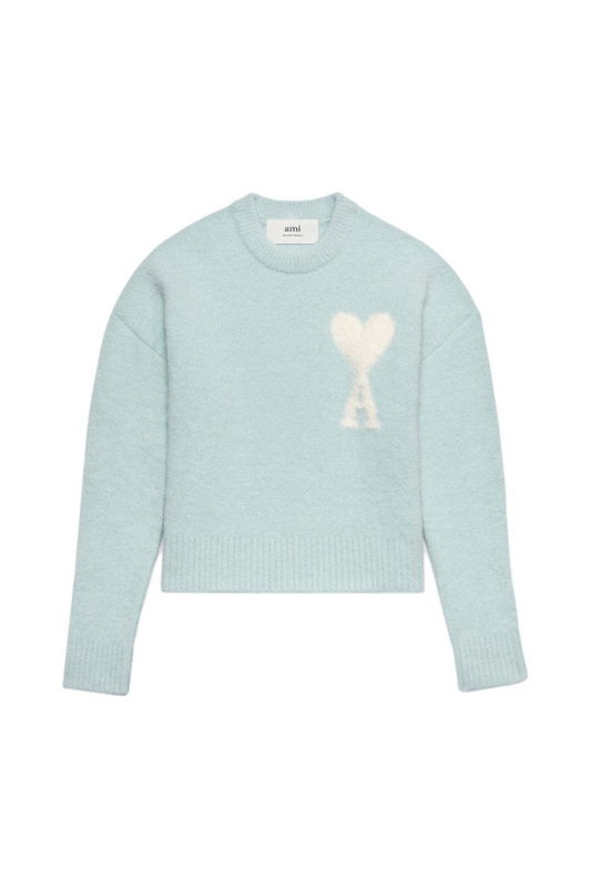 AMI PARIS - OFF WHITE ADC SWEATER AQUAMARINE