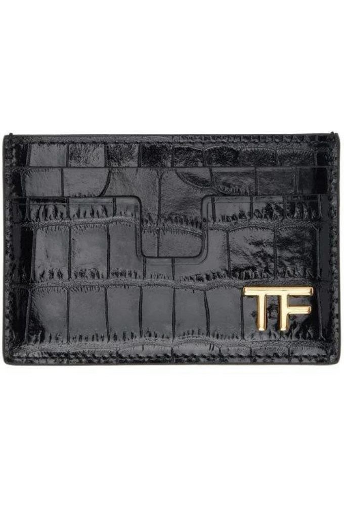 TOM FORD - SHINY STAMPED CROC CARD HOLDER