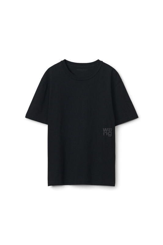 ALEXANDER WANG - ESSENTIAL JSY SS TEE W/ PUFF LOGO & BOUND NECK BLACK