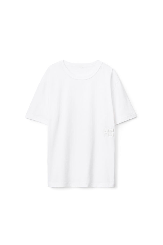 ALEXANDER WANG - ESSENTIAL JSY SS TEE W/ PUFF LOGO & BOUND NECK WHITE