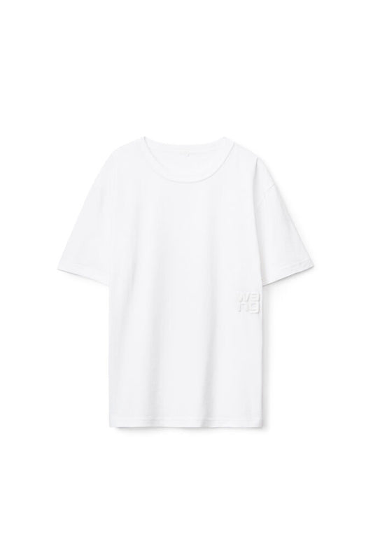 ALEXANDER WANG - ESSENTIAL JSY SS TEE W/ PUFF LOGO & BOUND NECK WHITE