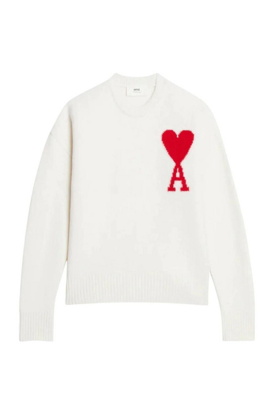 AMI PARIS - RED ADC SWEATER OFF WHITE RED