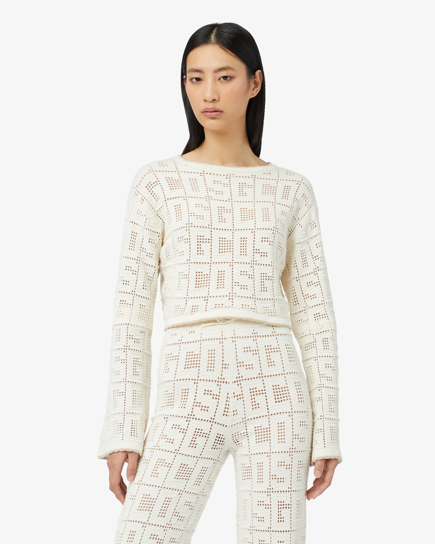 GCDS - GCDS MONOGRAM MACRAME LONG SLEEVES TOP