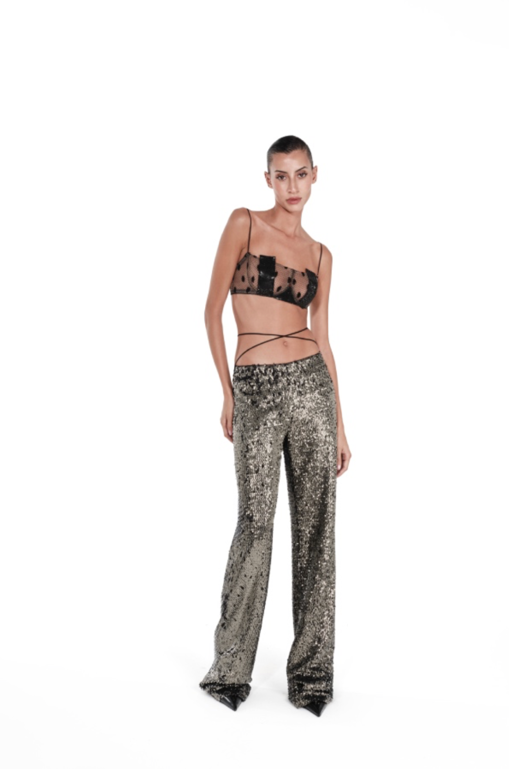 NUÈ - SAGE SEQUIN TROUSERS