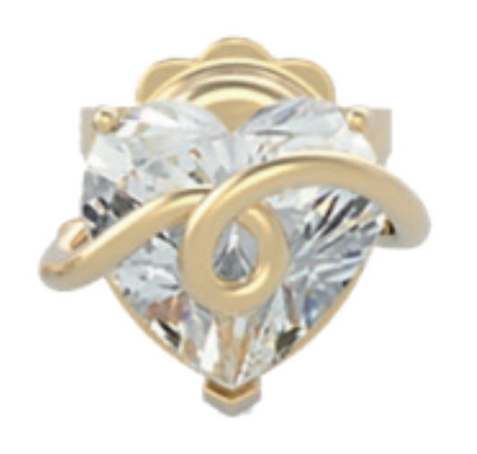 BEA BONGIASCA - WRAPPED EARRING IN 18 KT YELLOW GOLD WITH HEART CUT DIAMOND - SINGLE