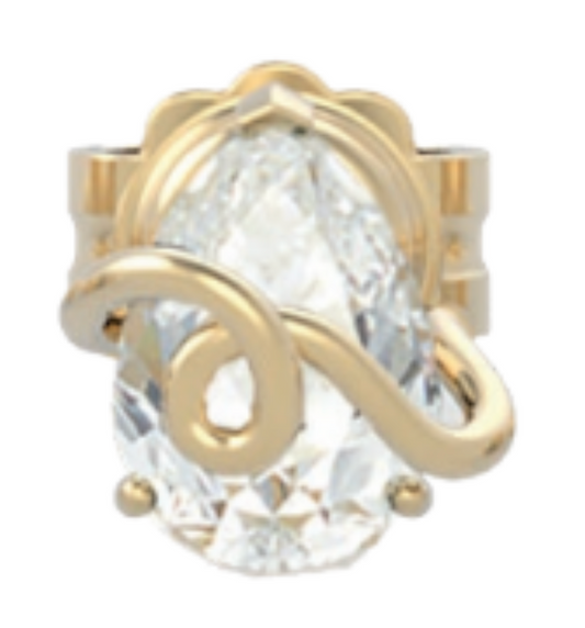 BEA BONGIASCA - WRAPPED EARRING IN 18 KT YELLOW GOLD WITH PEAR CUT DIAMOND