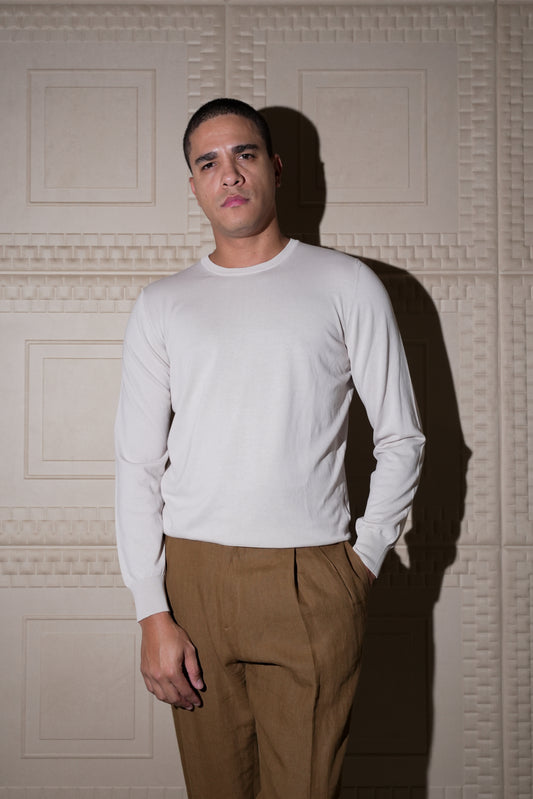 ADRIANO BULGHERONI - SWEATER ALGODON COLOR CEMENTO