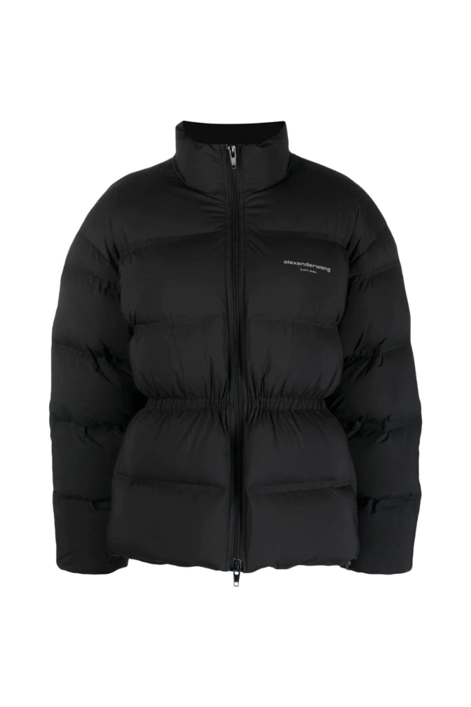 ALEXANDER WANG - JACQUARD CHANNEL PUFFER WITH REFLECTIVE LOGO BLACK