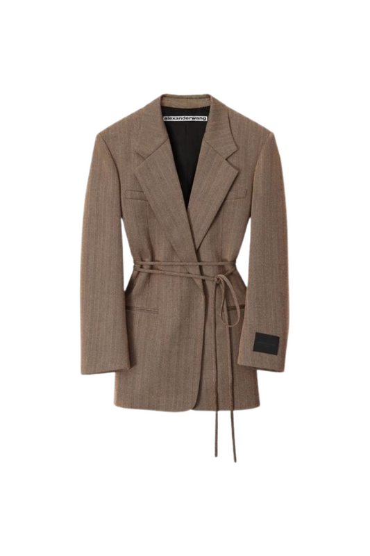 ALEXANDER WANG - WRAP TIE BLAZER WITH SLEEVE LABEL BLACK BROWN