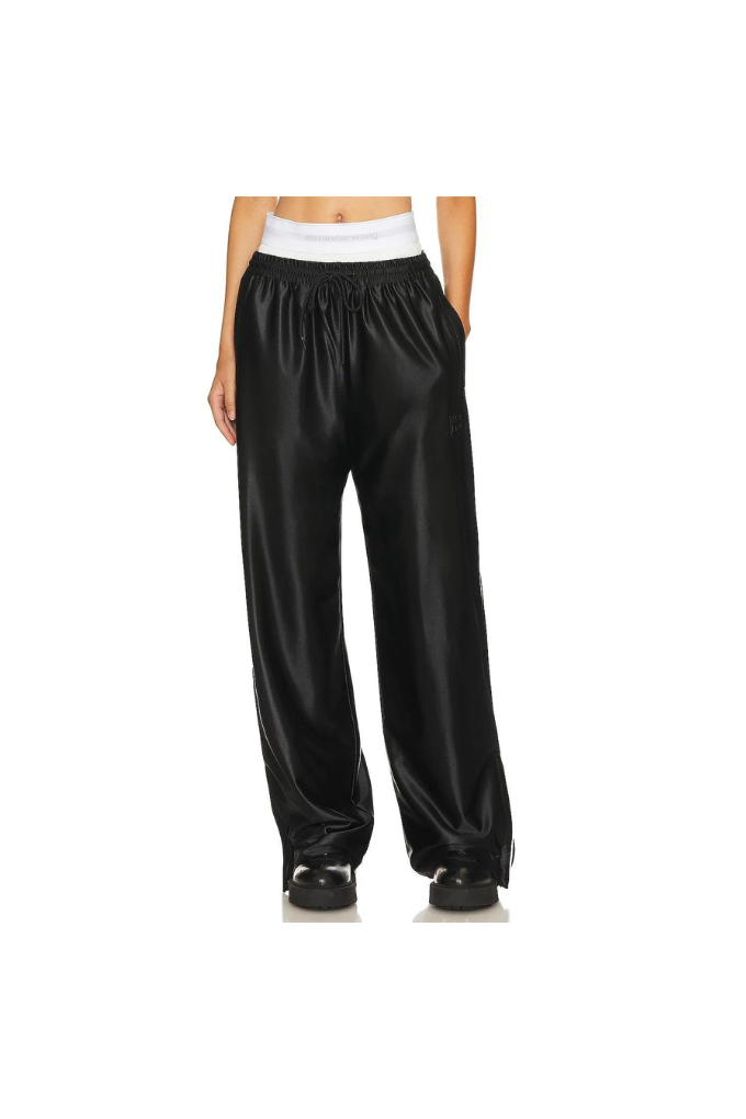 ALEXANDER WANG - TRACK PANT W/INTEGRATED BRIEF & STACKED WANG PUFF BLACK