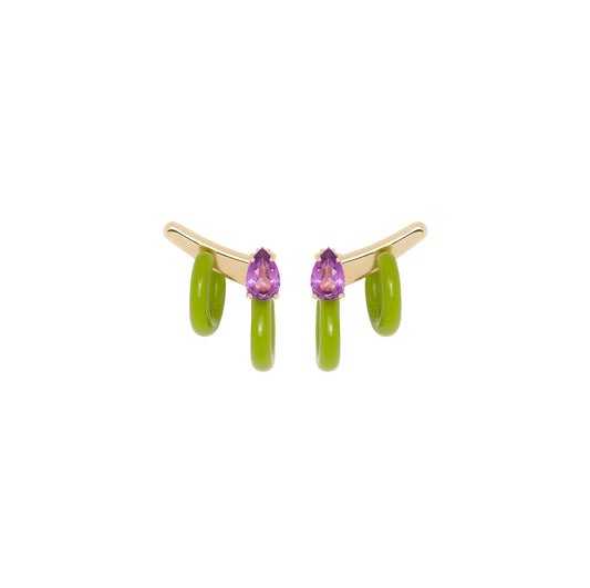 BEA BONGIASCA - DOUBLE LOOP EARRINGS IN PISTACCHIO