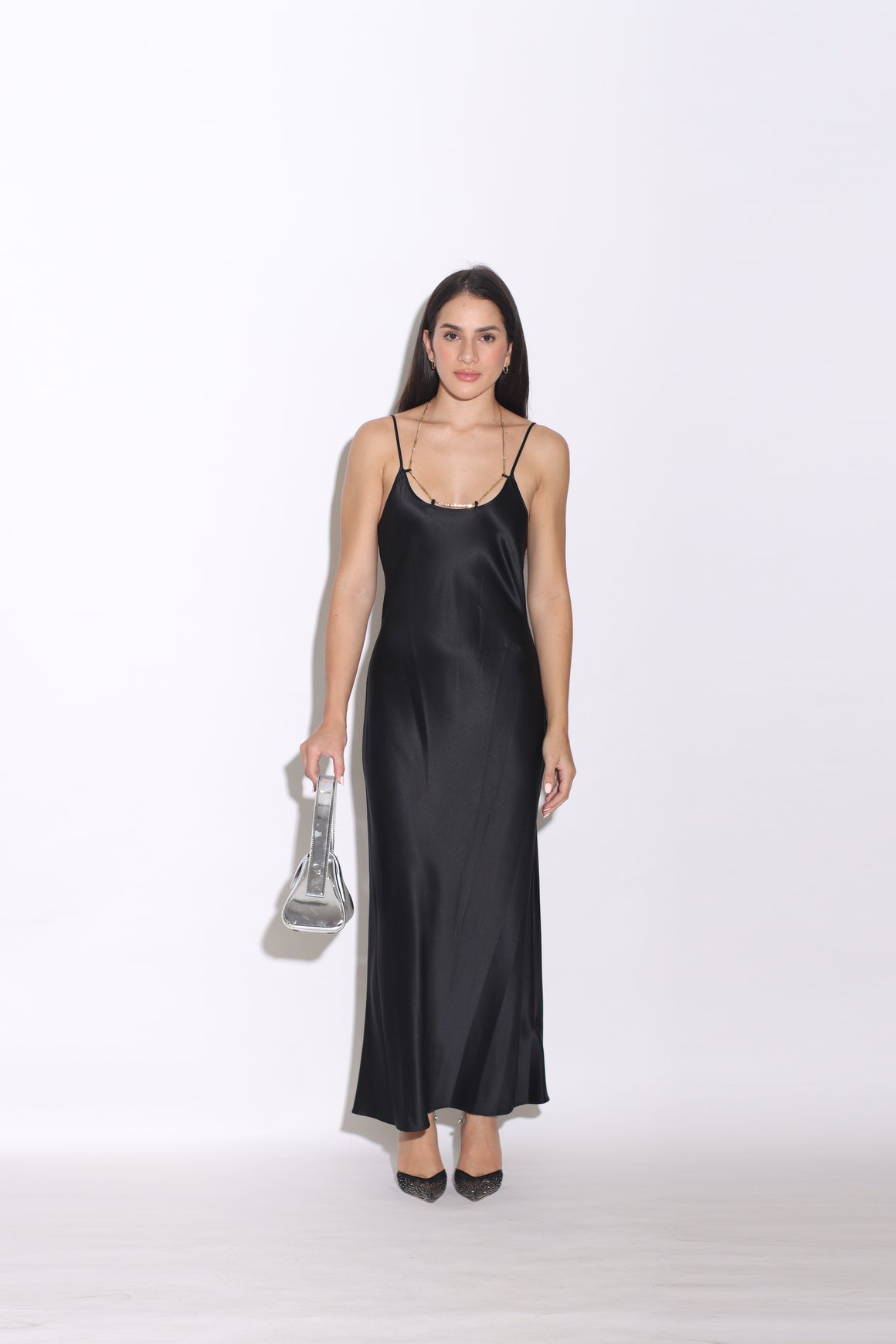 ALEXANDER WANG - SLIP GOWN  NAMEPLATE CHAIN AT NECKLINE