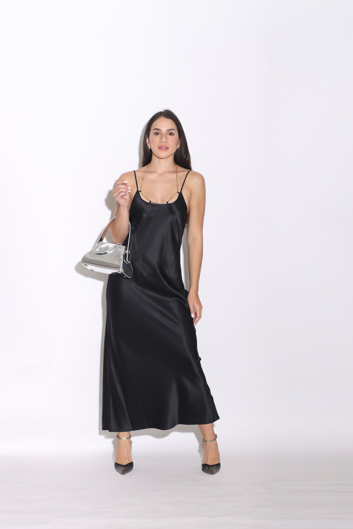 ALEXANDER WANG - SLIP GOWN  NAMEPLATE CHAIN AT NECKLINE