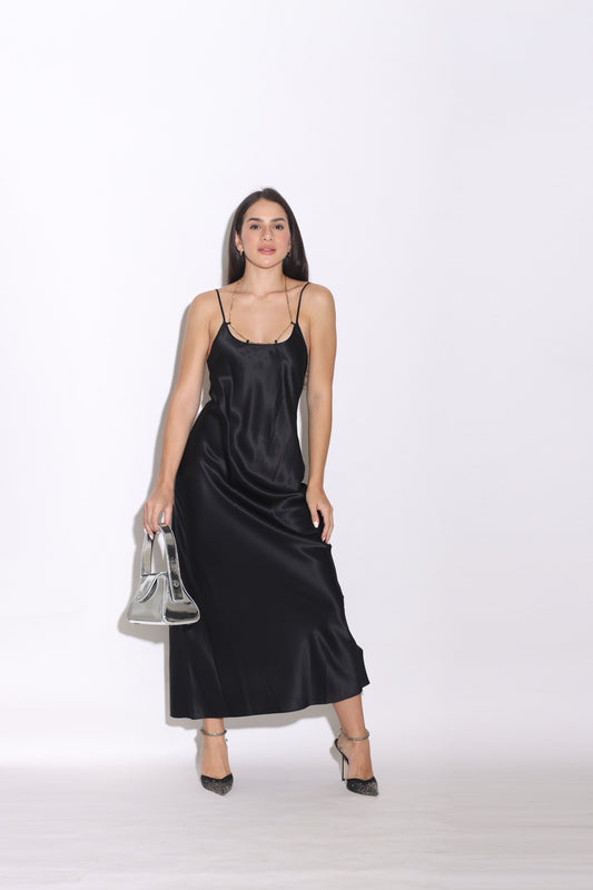 ALEXANDER WANG - SLIP GOWN  NAMEPLATE CHAIN AT NECKLINE