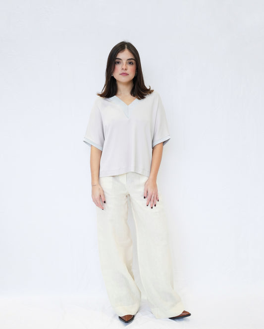 ADRIANO BULGHERONI - PANTALONE PALAZZO (CREAM)