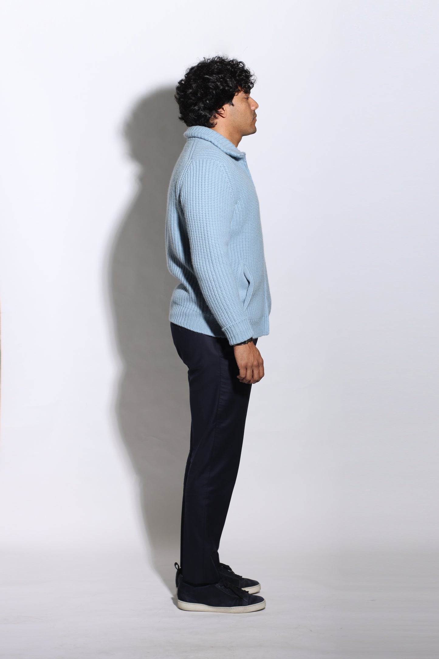 ADRIANO BULGHERONI - HEAVY CASHMERE ZIP PULLOVER SKY BLUE