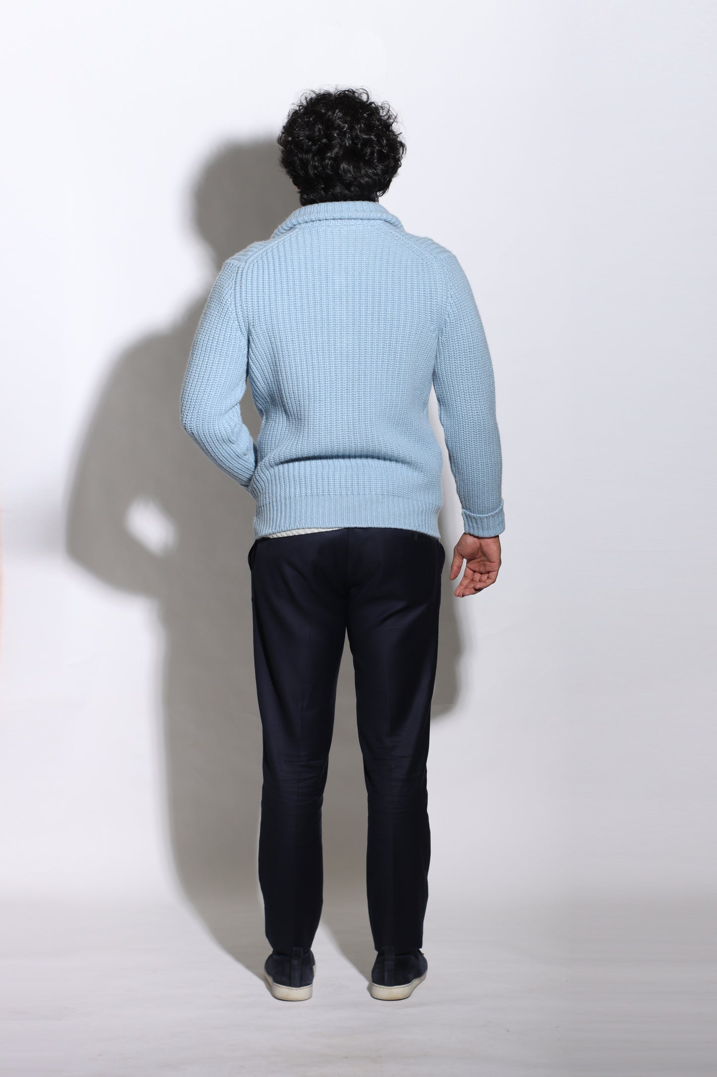 ADRIANO BULGHERONI - HEAVY CASHMERE ZIP PULLOVER SKY BLUE