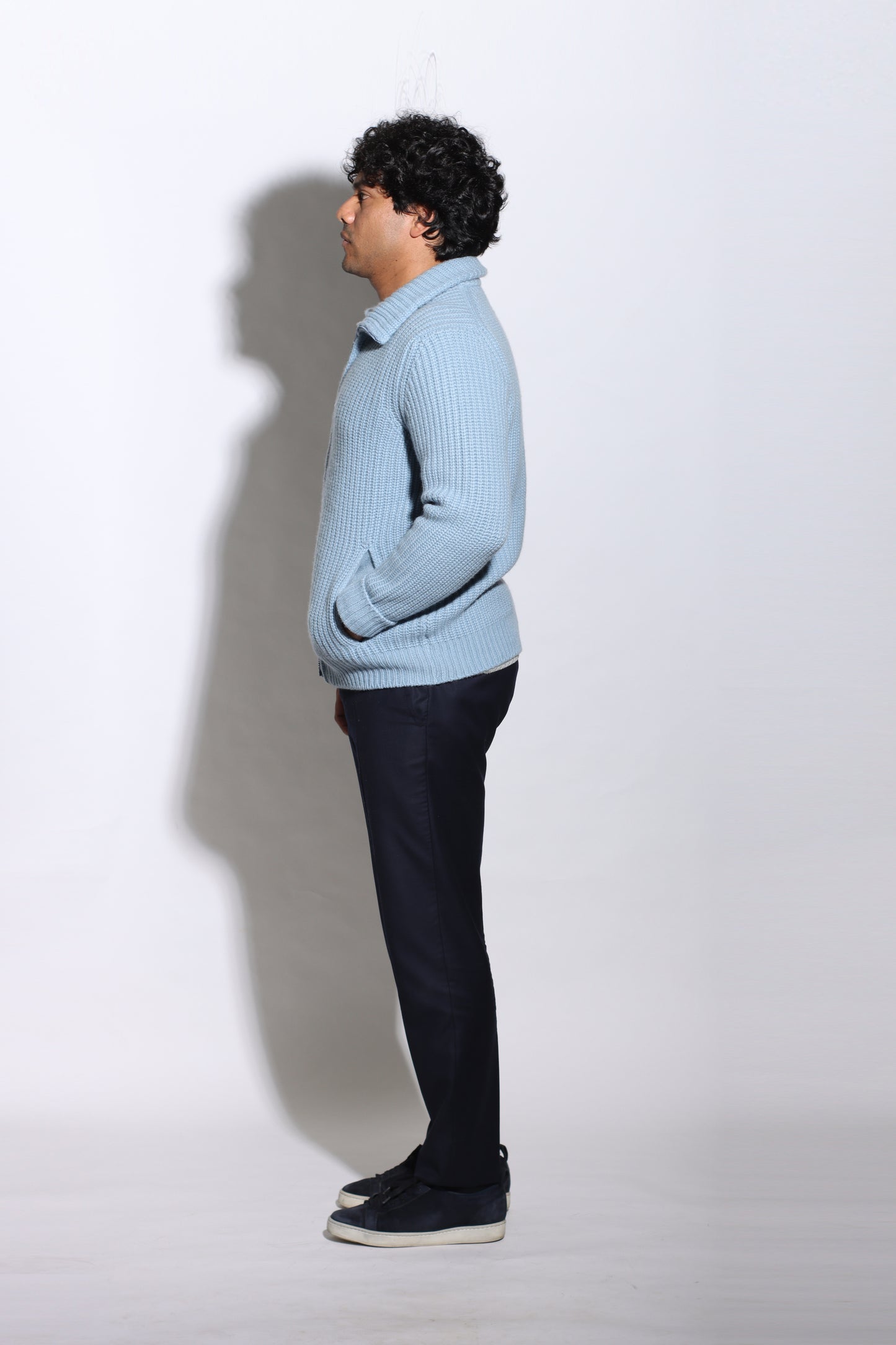 ADRIANO BULGHERONI - HEAVY CASHMERE ZIP PULLOVER SKY BLUE