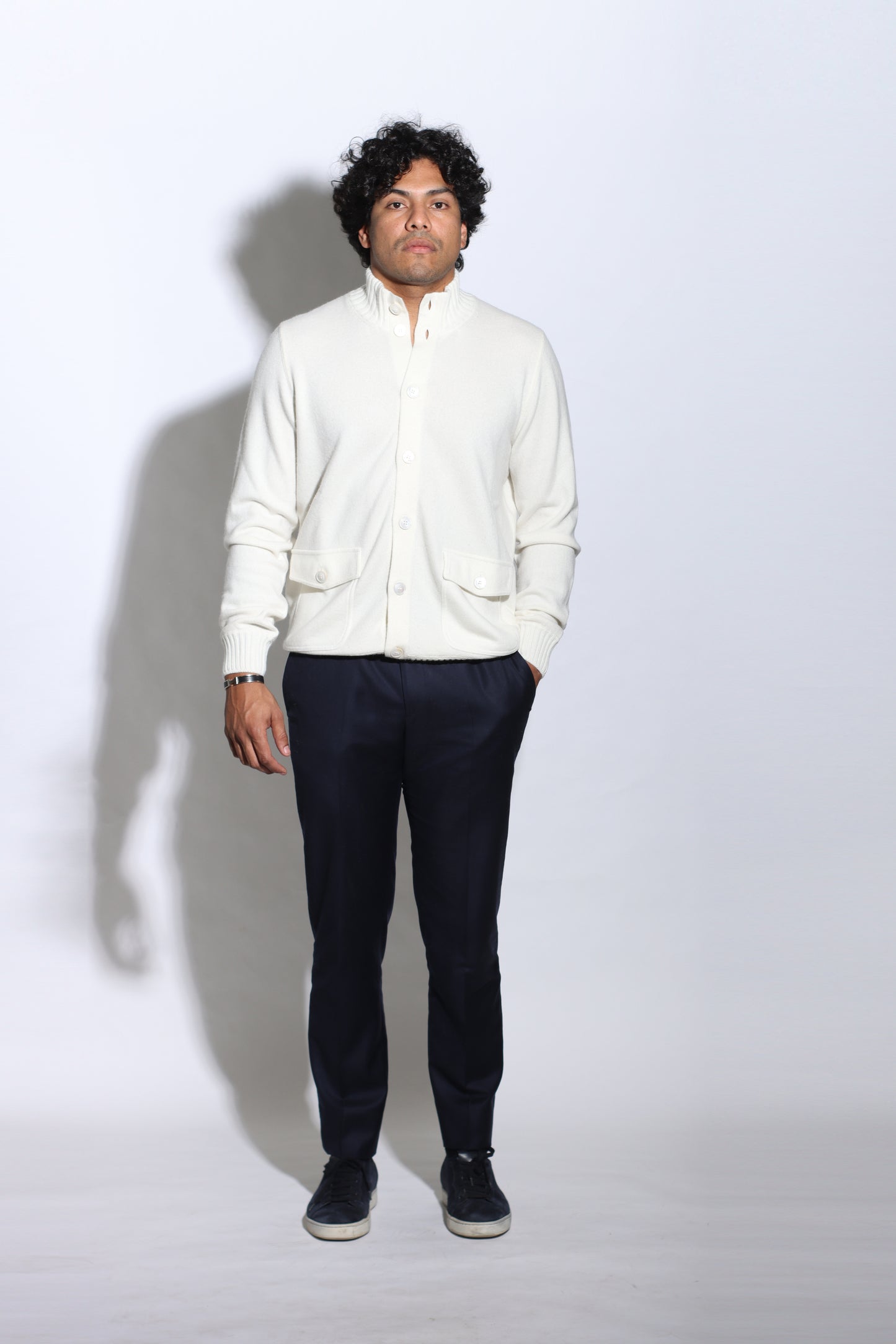 ADRIANO BULGHERONI - CASHMERE BOTTON PULLOVER CREAM