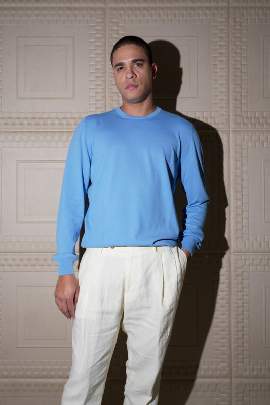 ADRIANO BULGHERONI - SWEATER CUELLO REDONDO AZUL