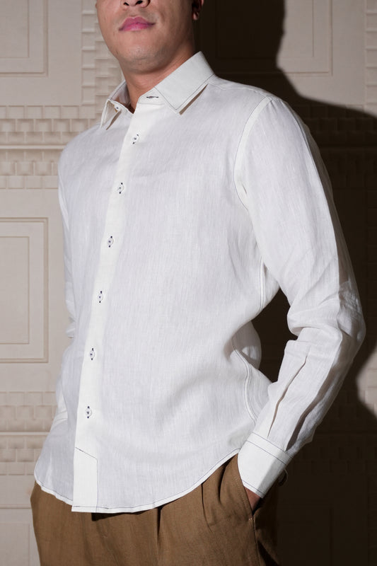 ADRIANO BULGHERONI - CAMISA DE LINO CREMA