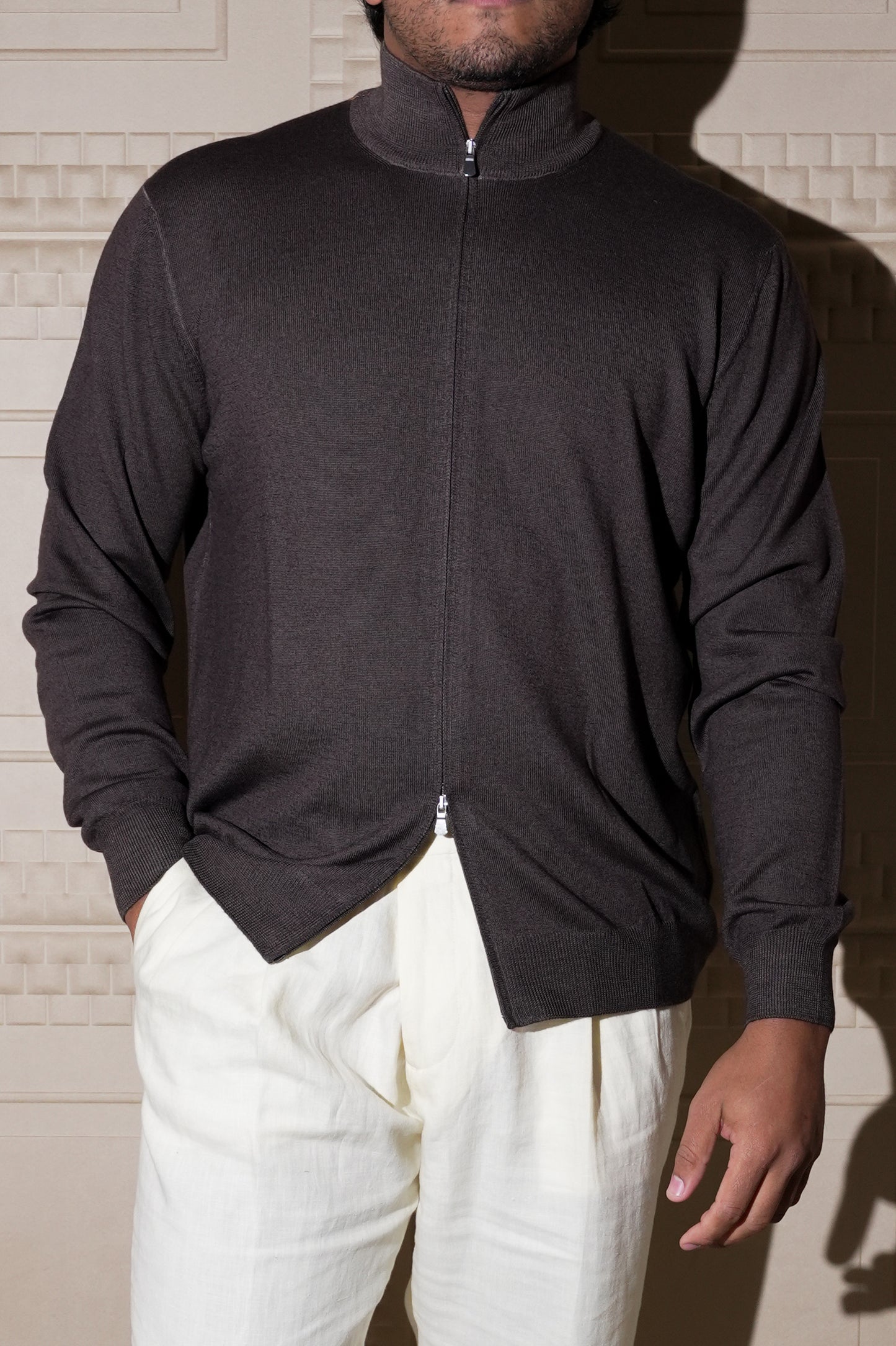 ADRIANO BULGHERONI - JACKET ZIP (BROWN)