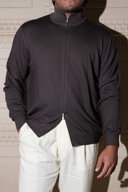 ADRIANO BULGHERONI - JACKET ZIP (BROWN)