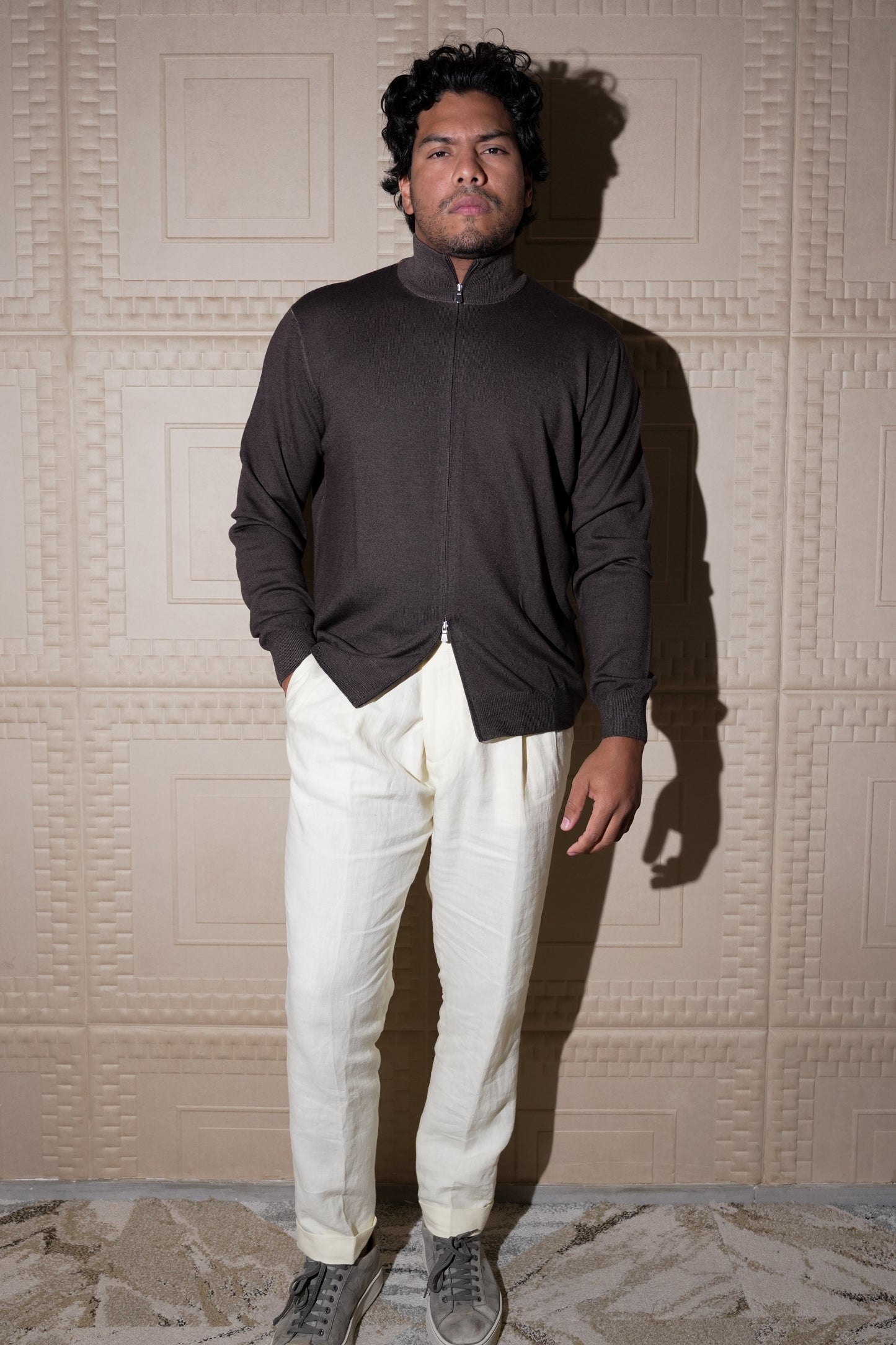 ADRIANO BULGHERONI - JACKET ZIP (BROWN)